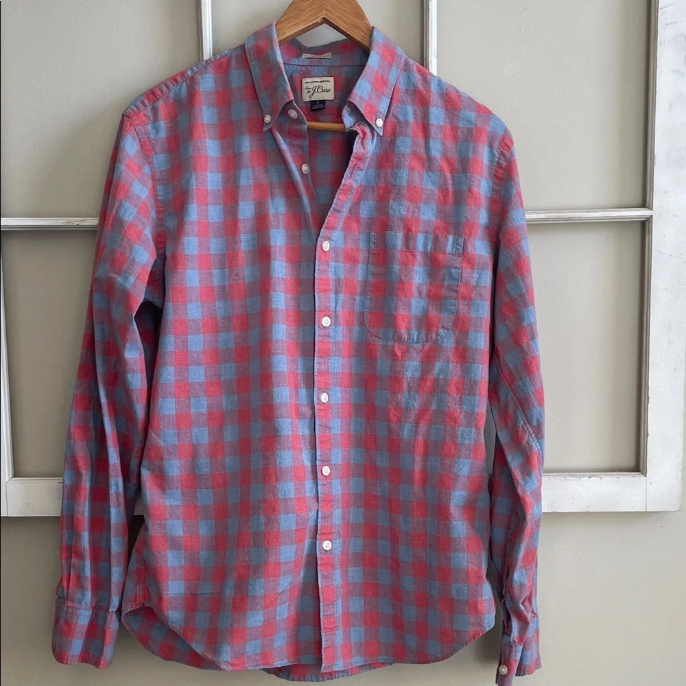 J. Crew Blue and Red Checkered Button-Down Shirt